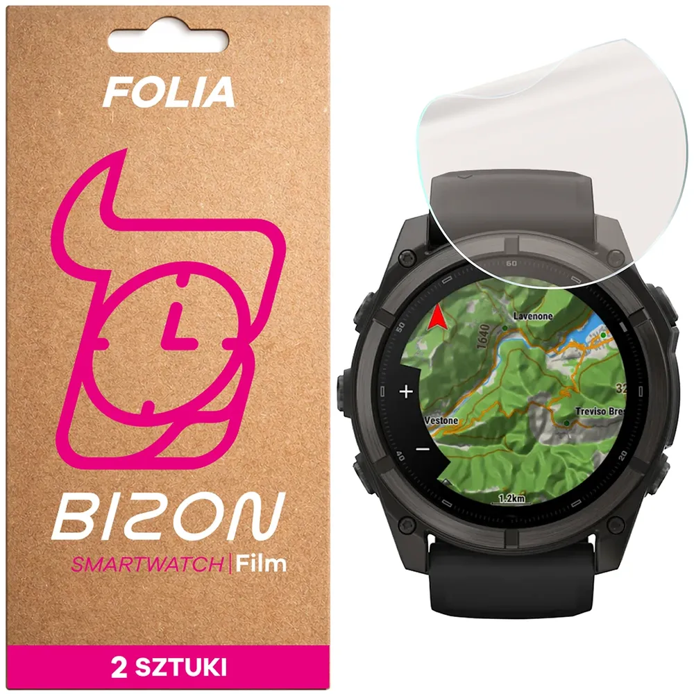 Folia matowa na ekran Bizon Watch Film Matte Duo do Garmin Fenix 9 (51 mm), 2 sztuki