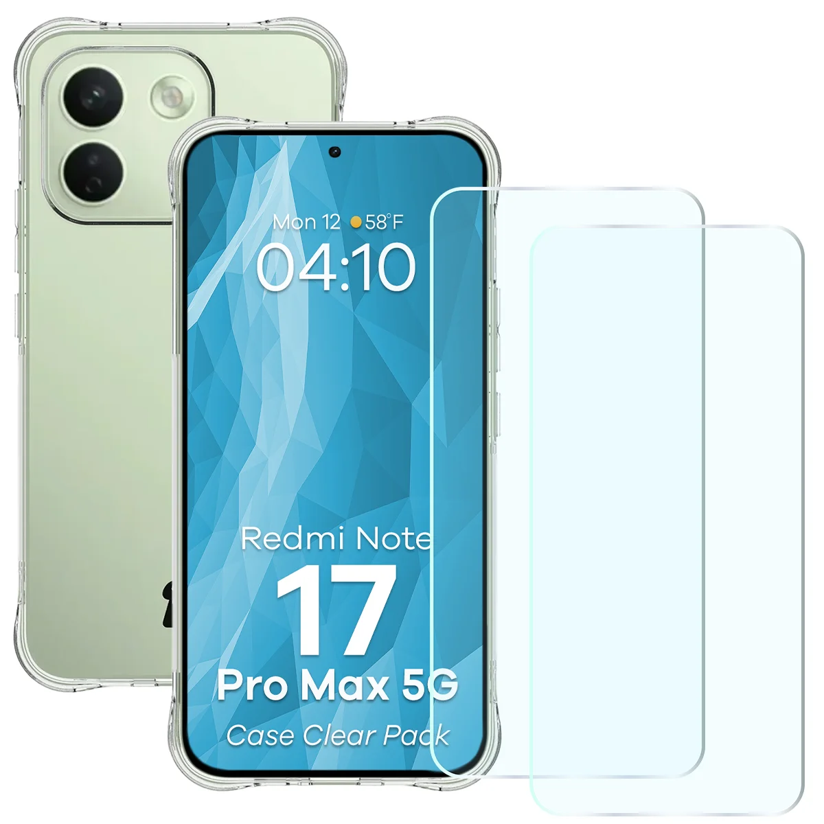 Przód pudełka Bizon Case+Glass z dedykowaną etykietą do Xiaomi Redmi Note 17 Pro Max 5G