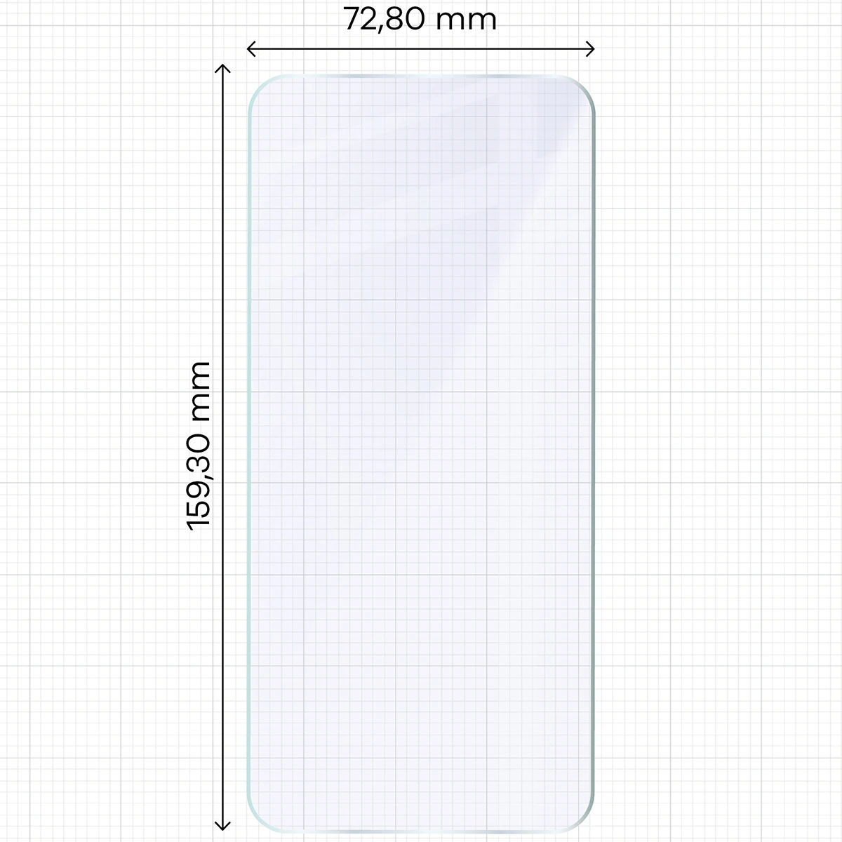 Miarka z wymiarami szkła hybrydowego Bizon Hybrid Mule Duo do Galaxy A18 4G