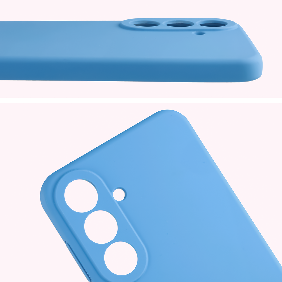 Zbliżenie na wycięcia na obiektywy w etui Bizon Soft Case do Galaxy S26 FE