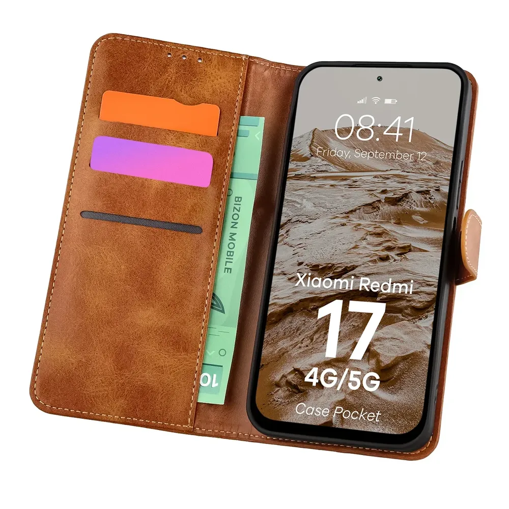 Etui z klapką z miejscem na karty Bizon Case Pocket do Xiaomi Redmi 17 5G / 4G