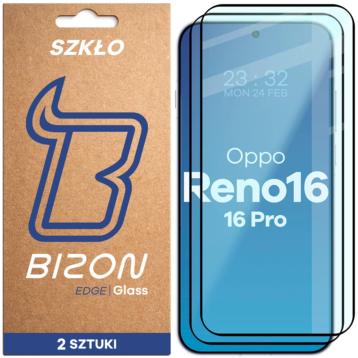 Szkło hartowane na cały ekran Bizon Glass Edge Duo dla OPPO Reno16 Pro / OPPO Reno16