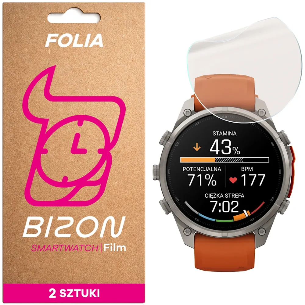 Folia matowa na ekran Bizon Watch Film Matte Duo do Garmin Fenix 9 Pro (47 mm), 2 sztuki