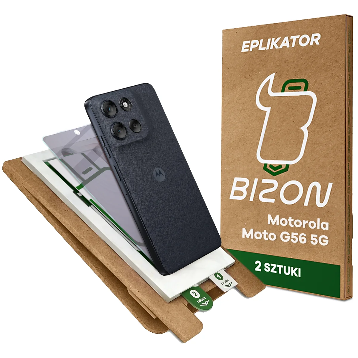 Aplikator Bizon Eplikator Hybrid Shadow do łatwej aplikacji ochrony ekranu dla Motorola Moto G56 5G