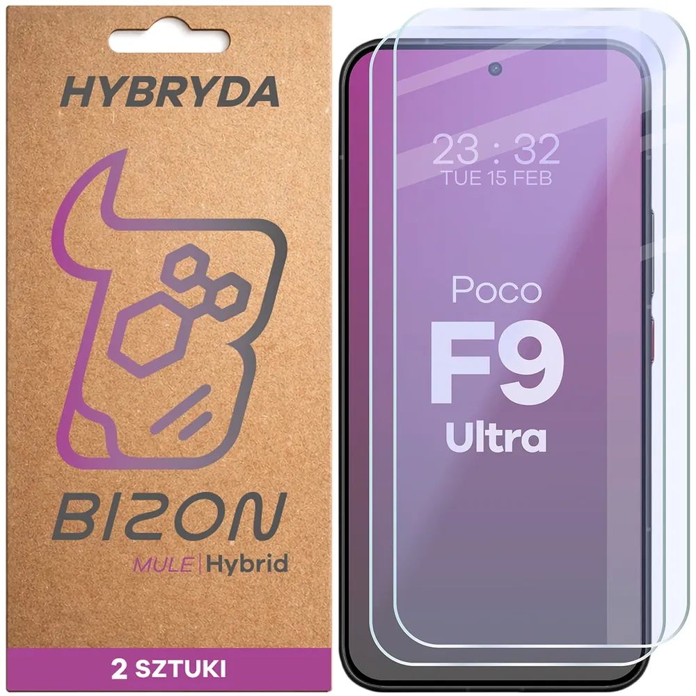 Elastyczne szkło hybrydowe Bizon Hybrid Mule Duo do Xiaomi POCO F9 Ultra, 2 sztuki