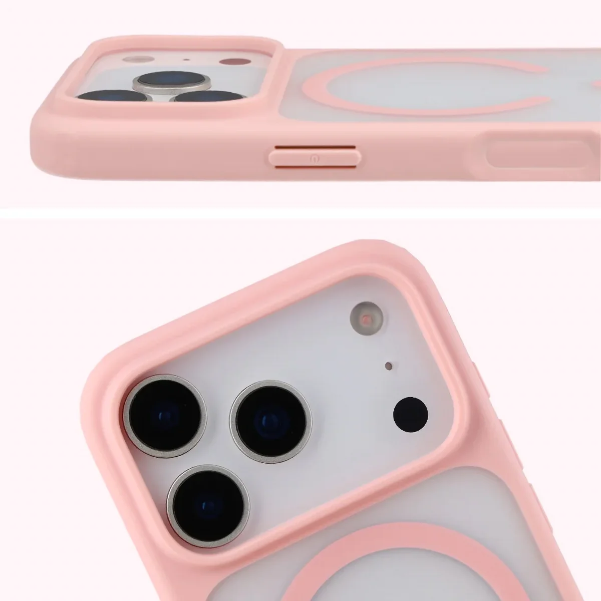 Pełne wycięcie i podwyższone krawędzie aparatu w etui Bizon Case MatteO do iPhone 18 Pro Max / 17 Pro Max