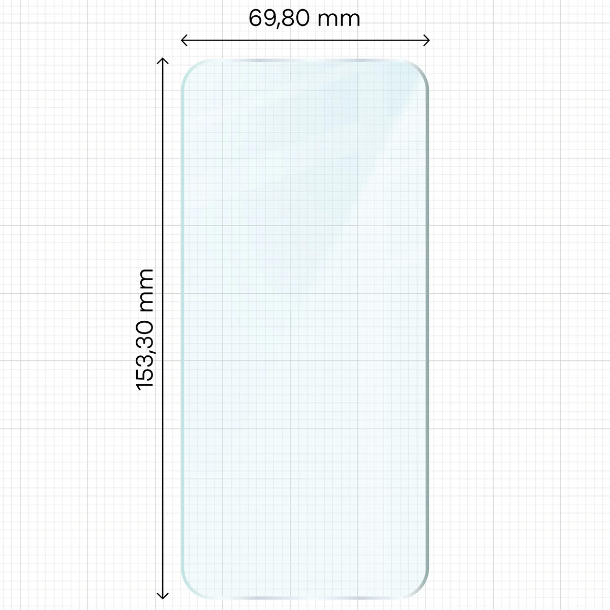 Miarka z wymiarami szkła hartowanego Bizon Glass Clear Duo do OPPO Reno16 F, OPPO Reno16 FS