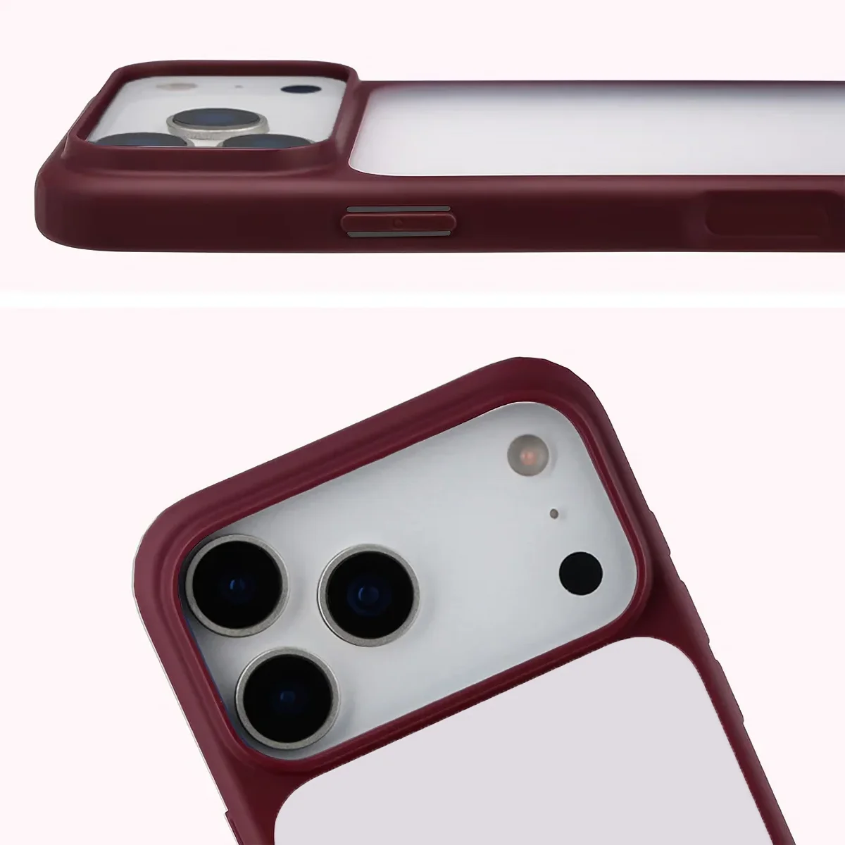Pełne wycięcie i podwyższone krawędzie aparatu w etui Bizon Case Angelo do iPhone 18 Pro Max / 17 Pro Max