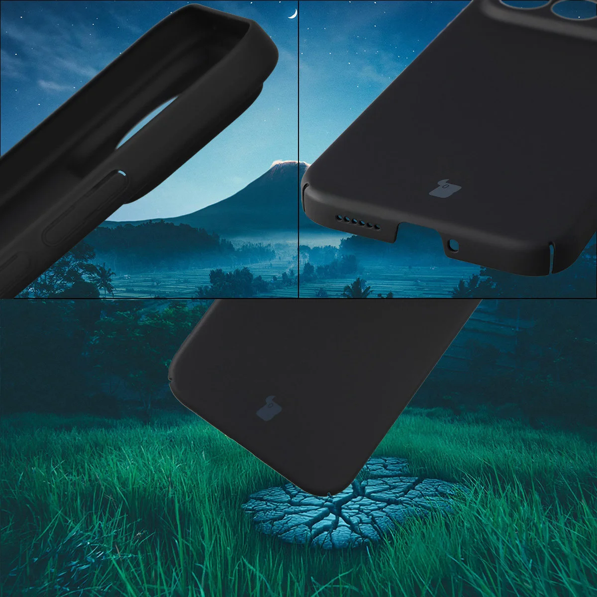 Zintegrowane osłony na przyciski, wycięcia i twardy materiał etui Bizon Case Łupka do Xiaomi POCO F9 Pro