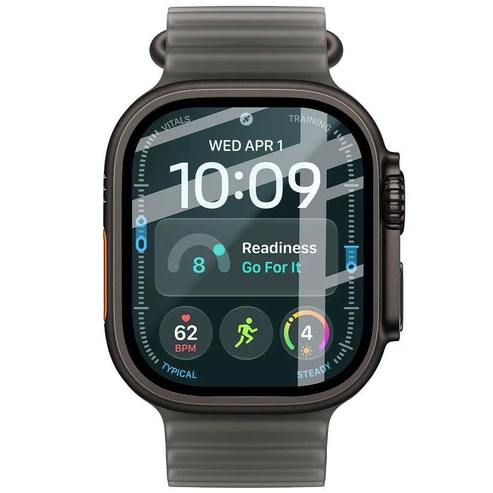 Szkło hybrydowe z czarną ramką idealnie dopasowane do Apple Watch Ultra 4 49mm