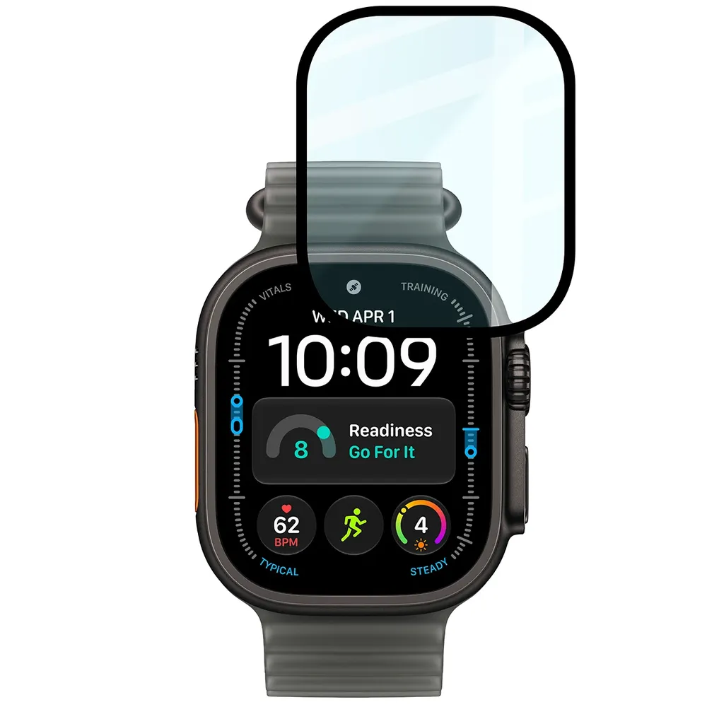Wymiary szkła hybrydowego Bizon Glass Watch Edge dla Apple Watch Ultra 4 49mm