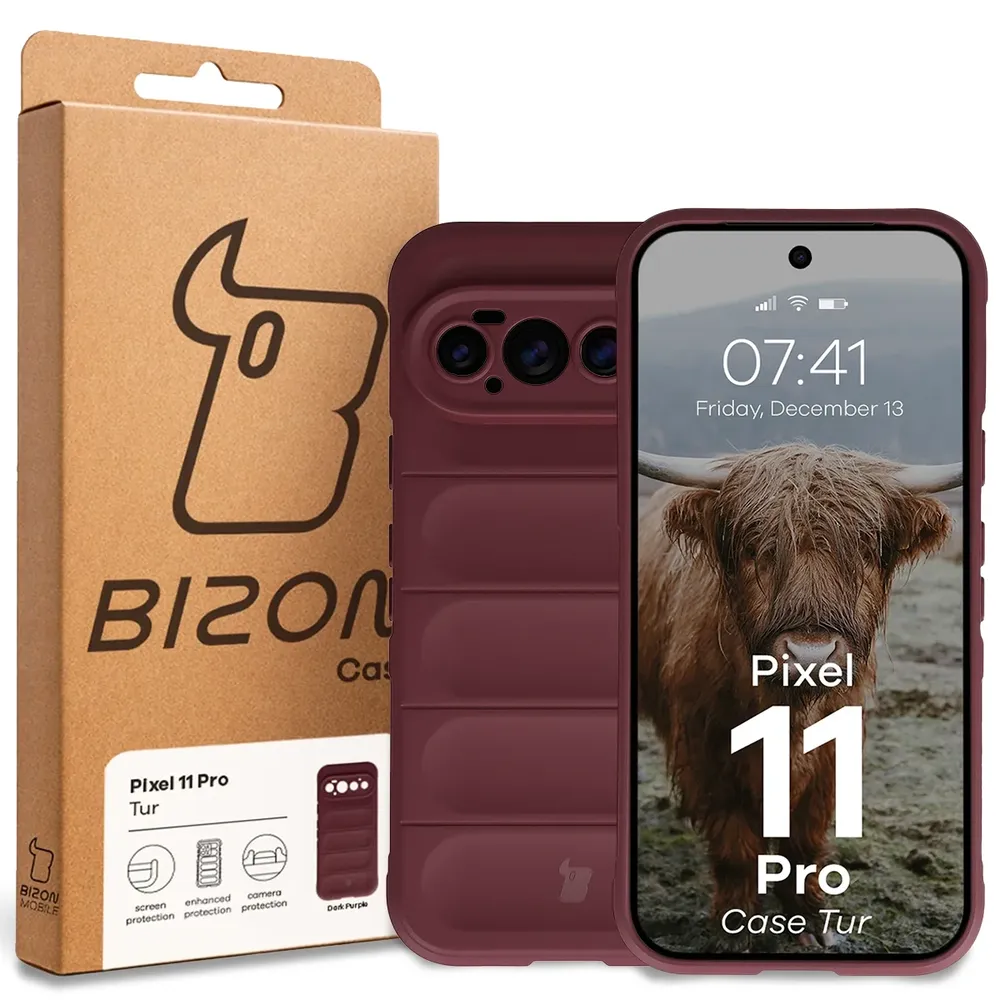 Przód pudełka Bizon Case z dedykowaną etykietą do Google Pixel 11 Pro