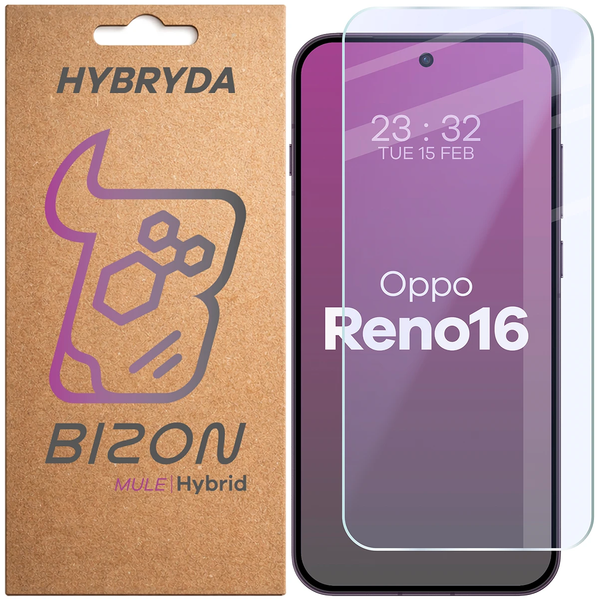 Szkło hybrydowe na ekran Bizon Hybrid Mule do OPPO Reno16
