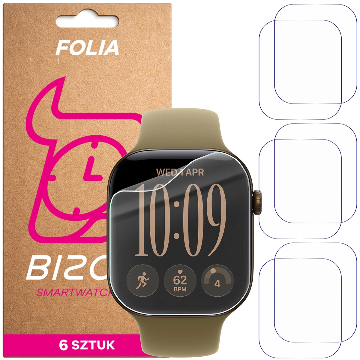 Folia hydrożelowa Bizon Watch Film HydroFlex dla Apple Watch Series 12 42mm