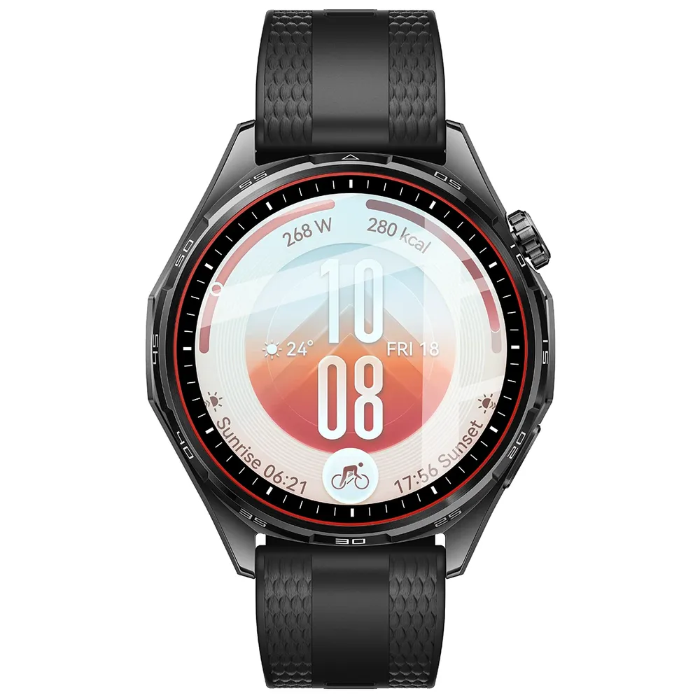 Szkło hybrydowe z czarną ramką idealnie dopasowane do Huawei Watch GT 7 46 mm