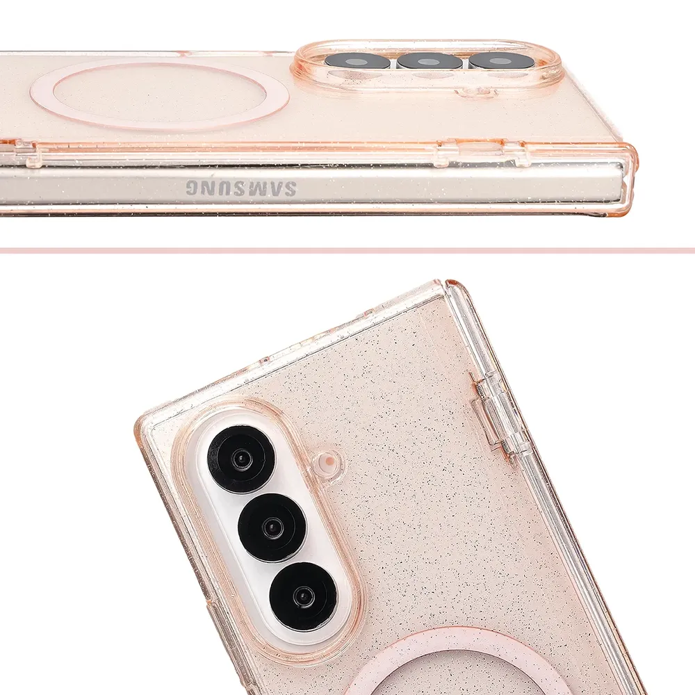 Podwyższone krawędzie aparatu i duże wycięcie w etui Bizon Case SparklO do Galaxy Z Fold8 Ultra