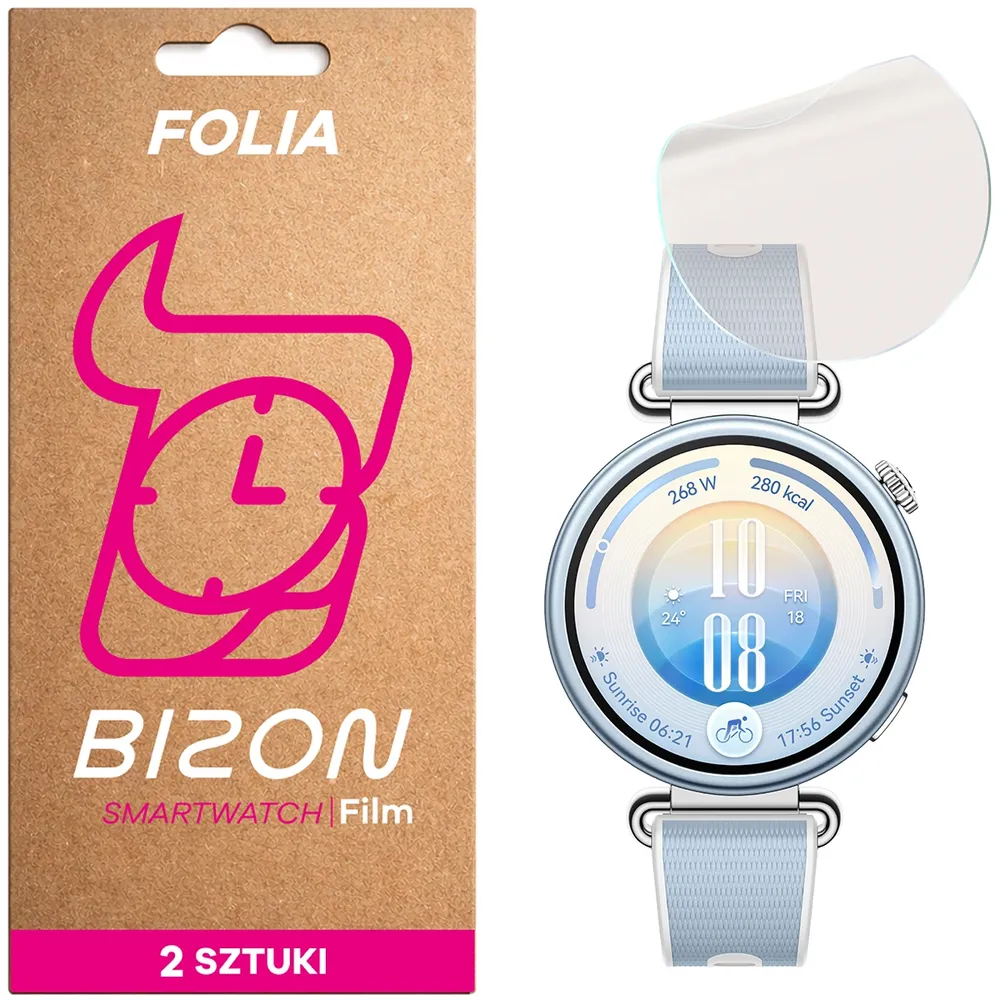 Folia matowa na ekran Bizon Watch Film Matte Duo do Huawei Watch GT 7 41 mm, 2 sztuki