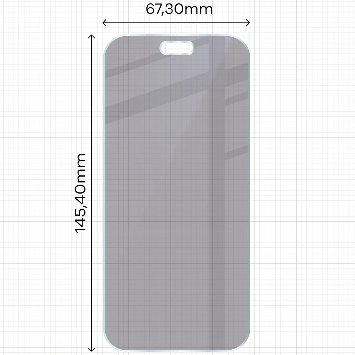 Wymiary szkła Bizon Hybrid Shadow do iPhone 18 Pro