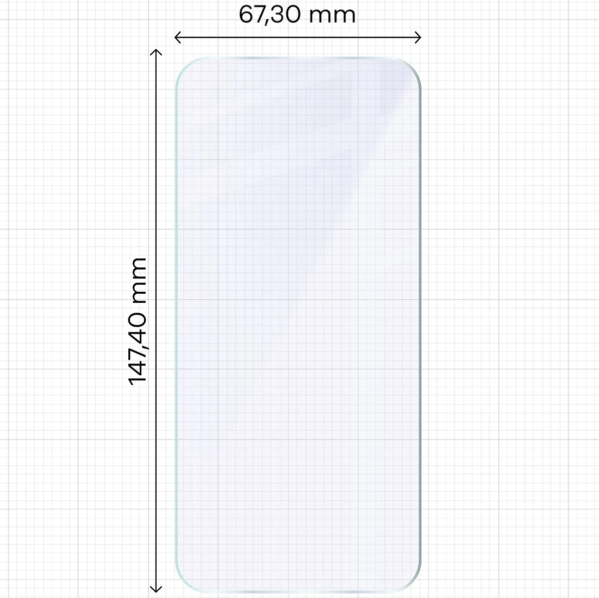 Miarka z wymiarami szkła hybrydowego Bizon Hybrid Mule do Vivo X500 Pro