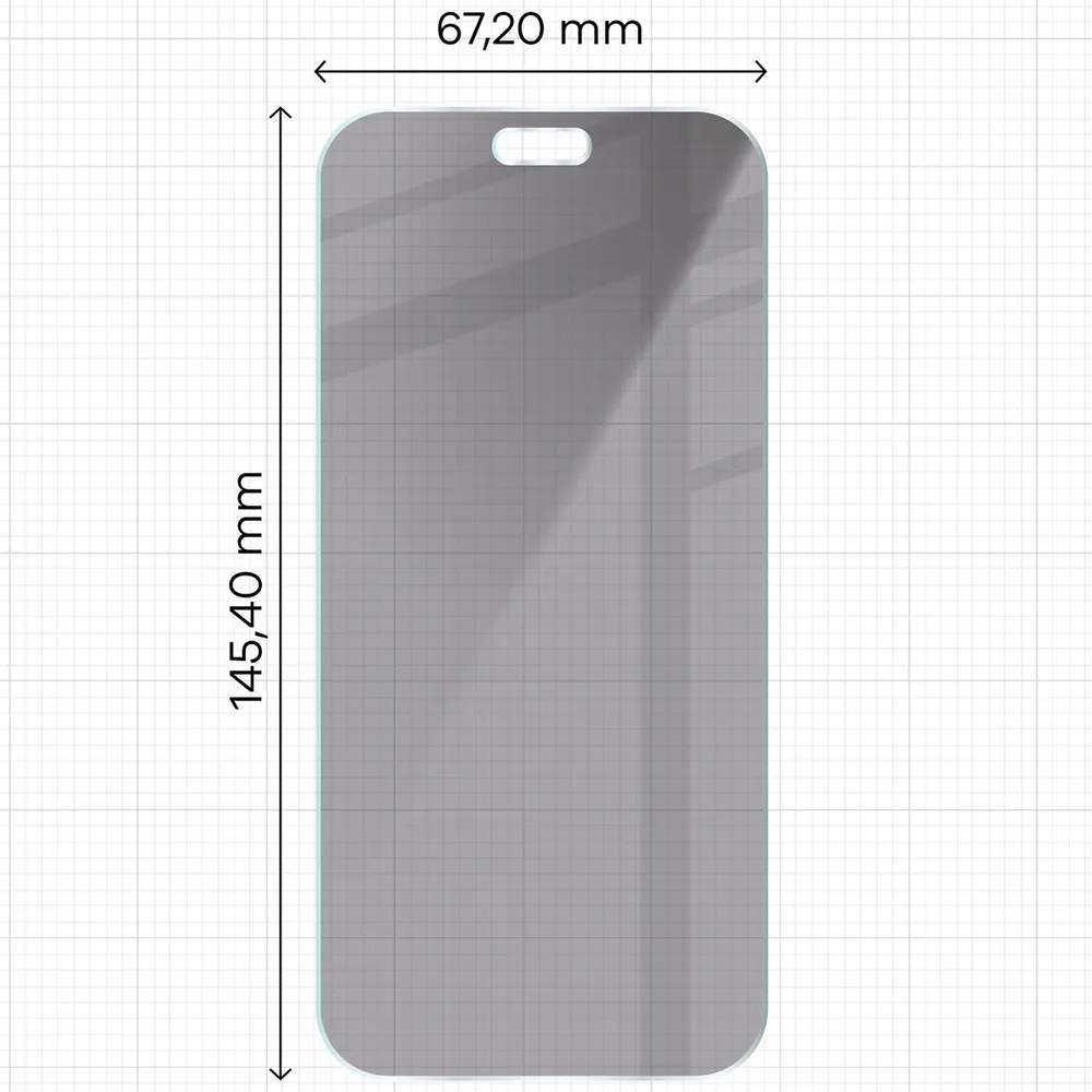 Miarka z wymiarami szkła Bizon Glass Clear Shadow Duo do iPhone 18 Pro