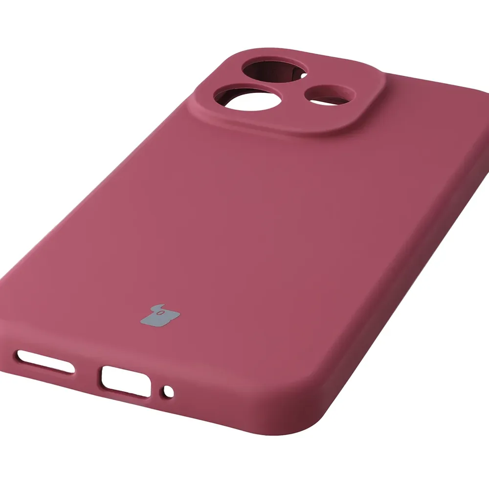 Zbliżenie na precyzyjne wycięcia i możliwość ładowania indukcyjnego w etui Bizon Soft Case do Xiaomi Redmi Note 17 Pro 5G