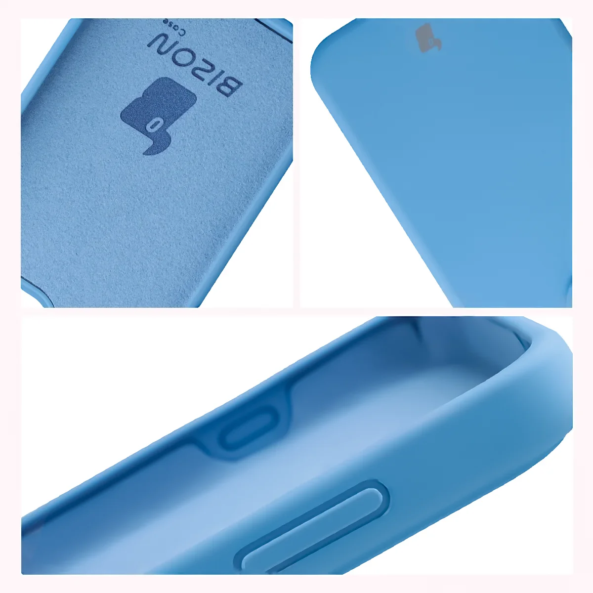 Konstrukcja etui Bizon Soft Case: zintegrowane osłony, podwyższone krawędzie i wyściółka z mikrofibry do OPPO Reno16 F, OPPO Reno16 FS