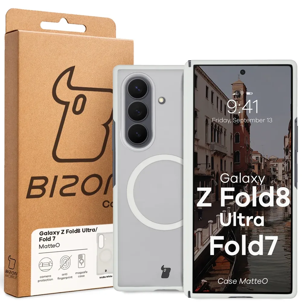Przód pudełka Bizon Case z dedykowaną etykietą do Galaxy Z Fold8 Ultra / Z Fold7