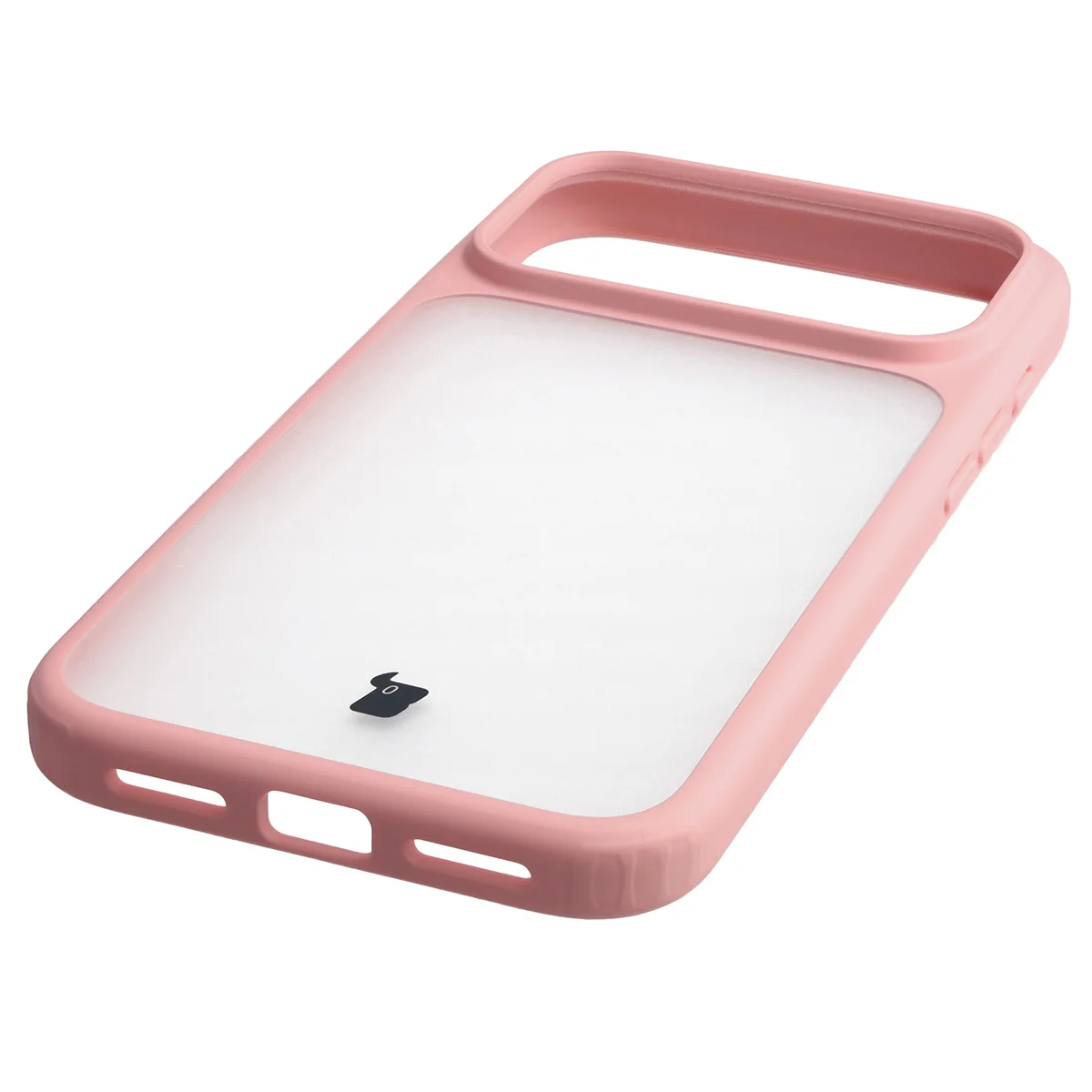 Zintegrowane przyciski, wycięcia i hybrydowy materiał w etui Bizon Case Angelo do iPhone 18 Pro Max / 17 Pro Max