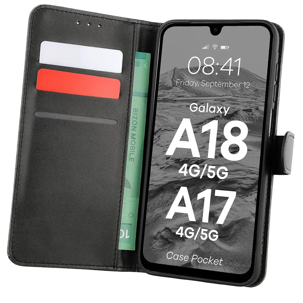 Etui z klapką z miejscem na karty Bizon Case Pocket do Galaxy A18 4G/5G / A17 4G/5G
