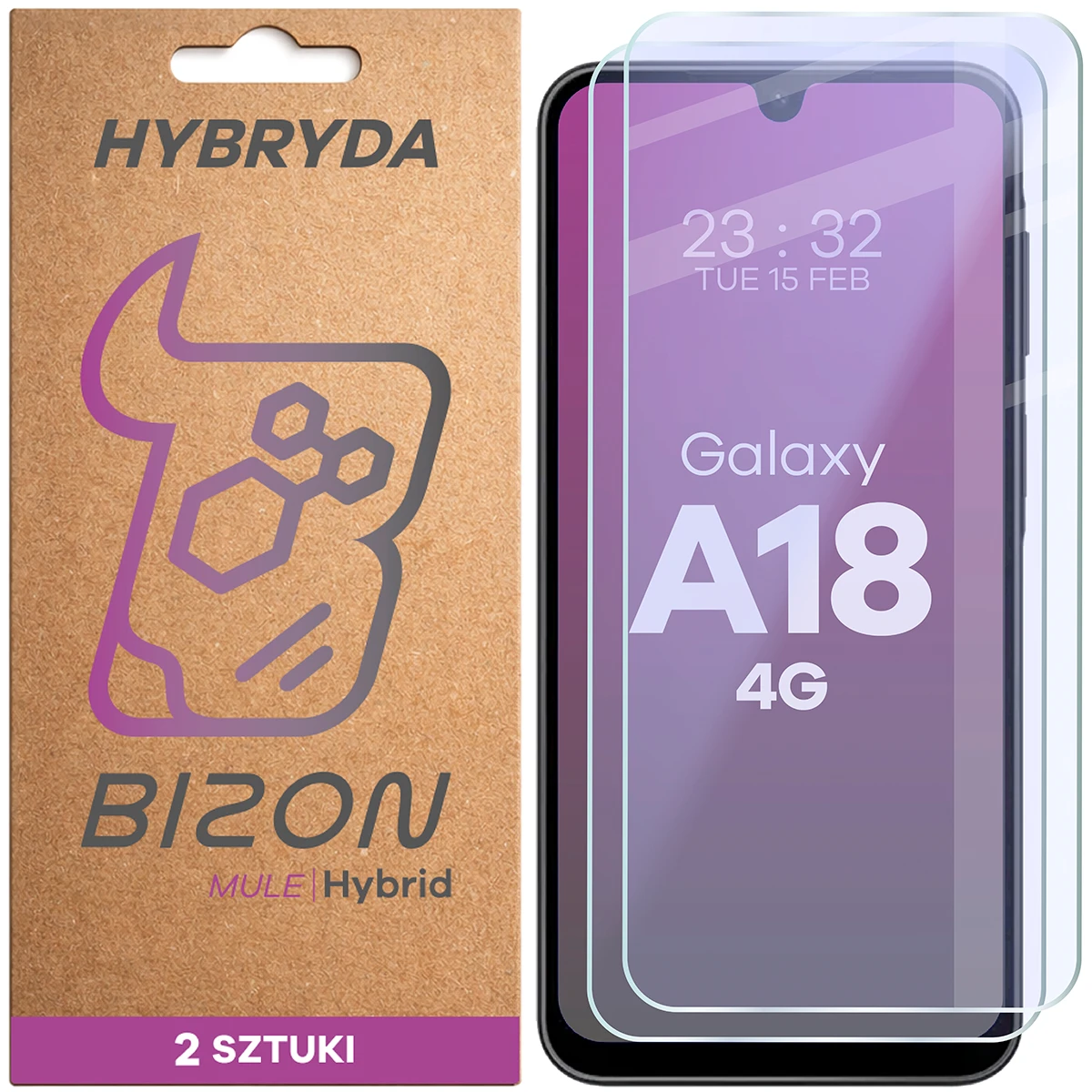 Elastyczne szkło hybrydowe Bizon Hybrid Mule Duo do Galaxy A18 4G, 2 sztuki