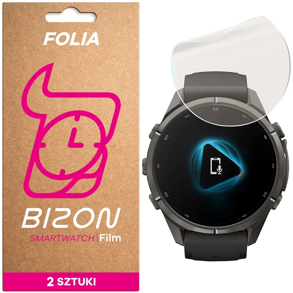 Folia matowa na ekran Bizon Watch Film Matte Duo do Garmin Fenix 9 Pro (43 mm), 2 sztuki