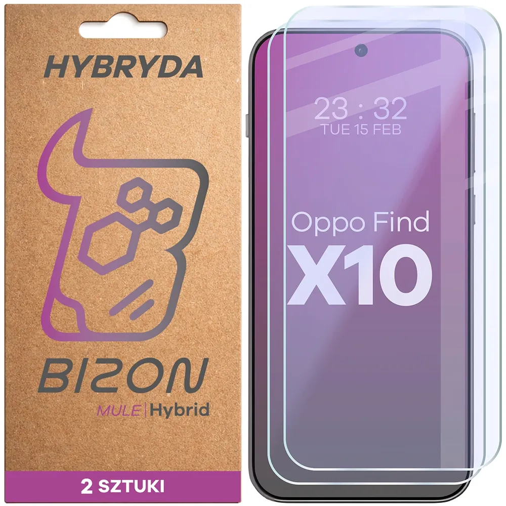 Elastyczne szkło hybrydowe Bizon Hybrid Mule Duo do OPPO Find X10, 2 sztuki