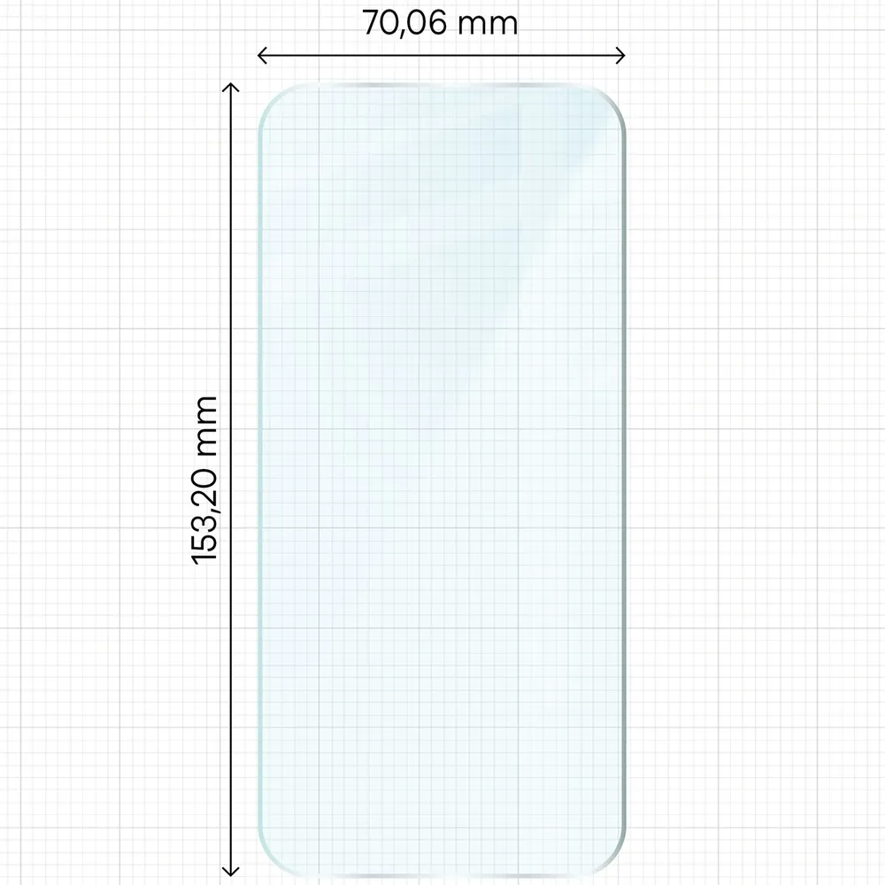 Miarka z wymiarami szkła hartowanego Bizon Glass Clear do OPPO Find X10