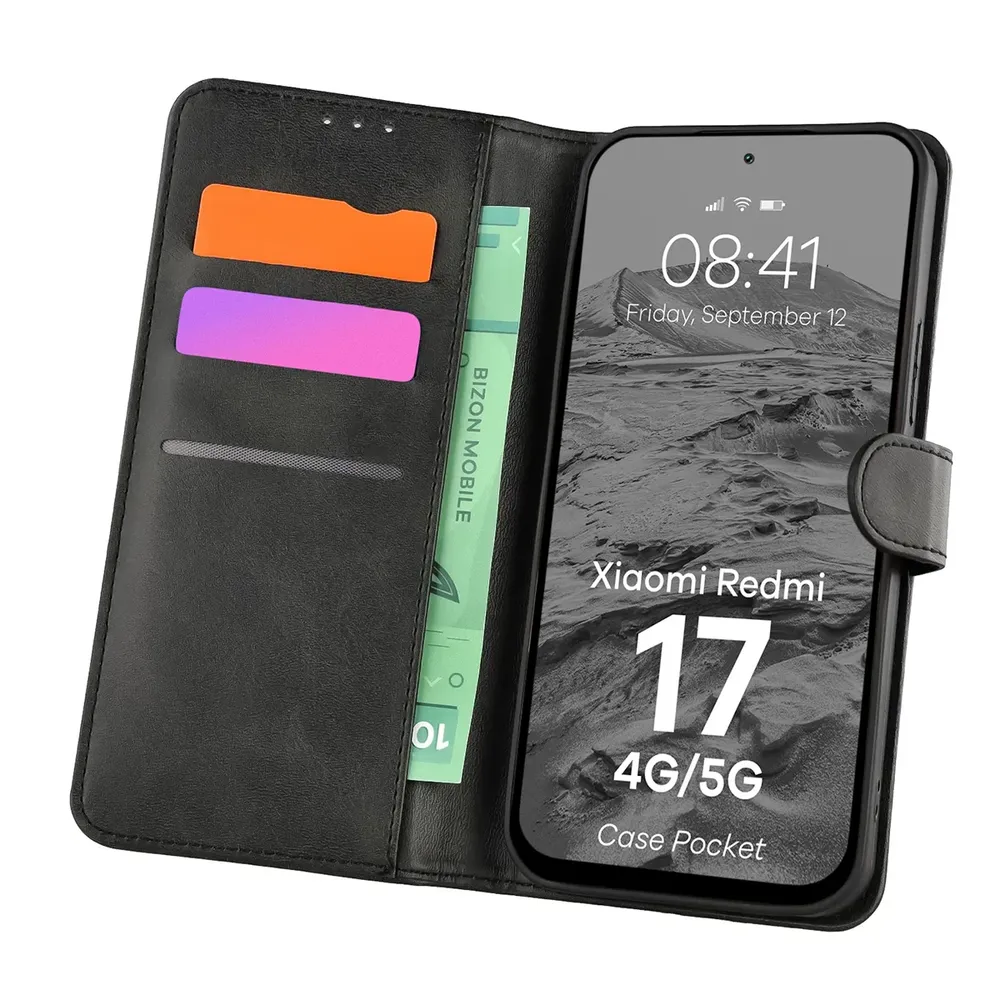 Etui z klapką z miejscem na karty Bizon Case Pocket do Xiaomi Redmi 17 5G / 4G