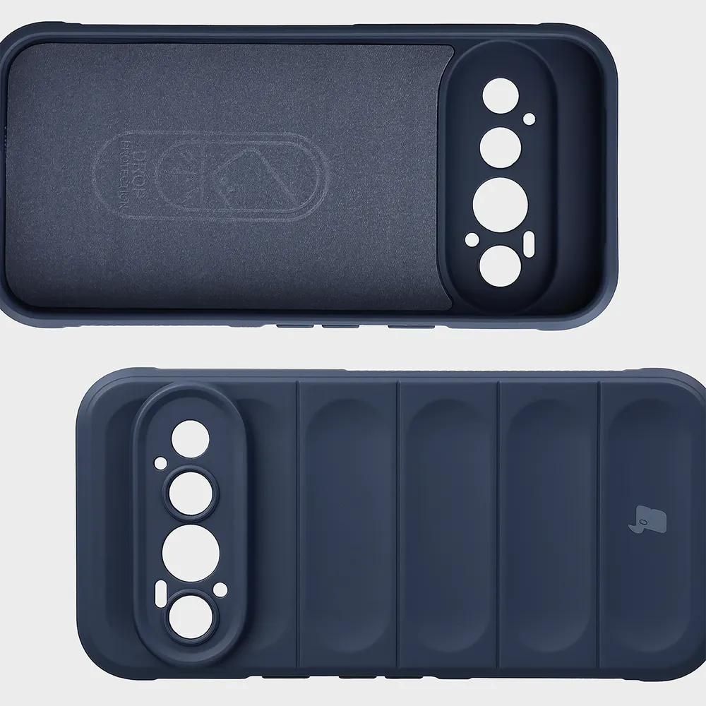 Wyściółka z mikrofibry, wyżłobienia na pleckach i wzmocnione narożniki w etui Bizon Case Tur do Google Pixel 11 Pro