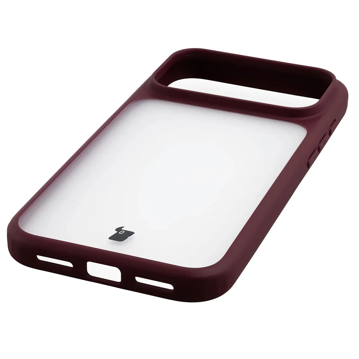 Zintegrowane przyciski, wycięcia i hybrydowy materiał w etui Bizon Case Angelo do iPhone 18 Pro Max / 17 Pro Max