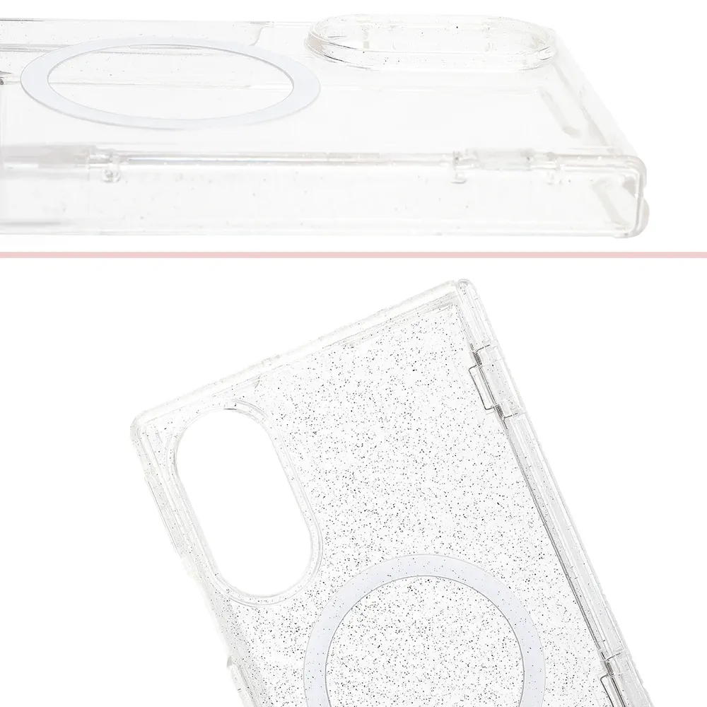Podwyższone krawędzie aparatu i duże wycięcie w etui Bizon Case SparklO do Galaxy Z Fold8