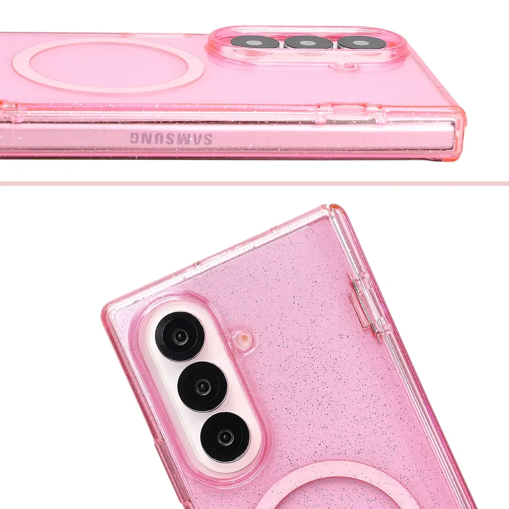 Podwyższone krawędzie aparatu i duże wycięcie w etui Bizon Case SparklO do Galaxy Z Fold8 Ultra