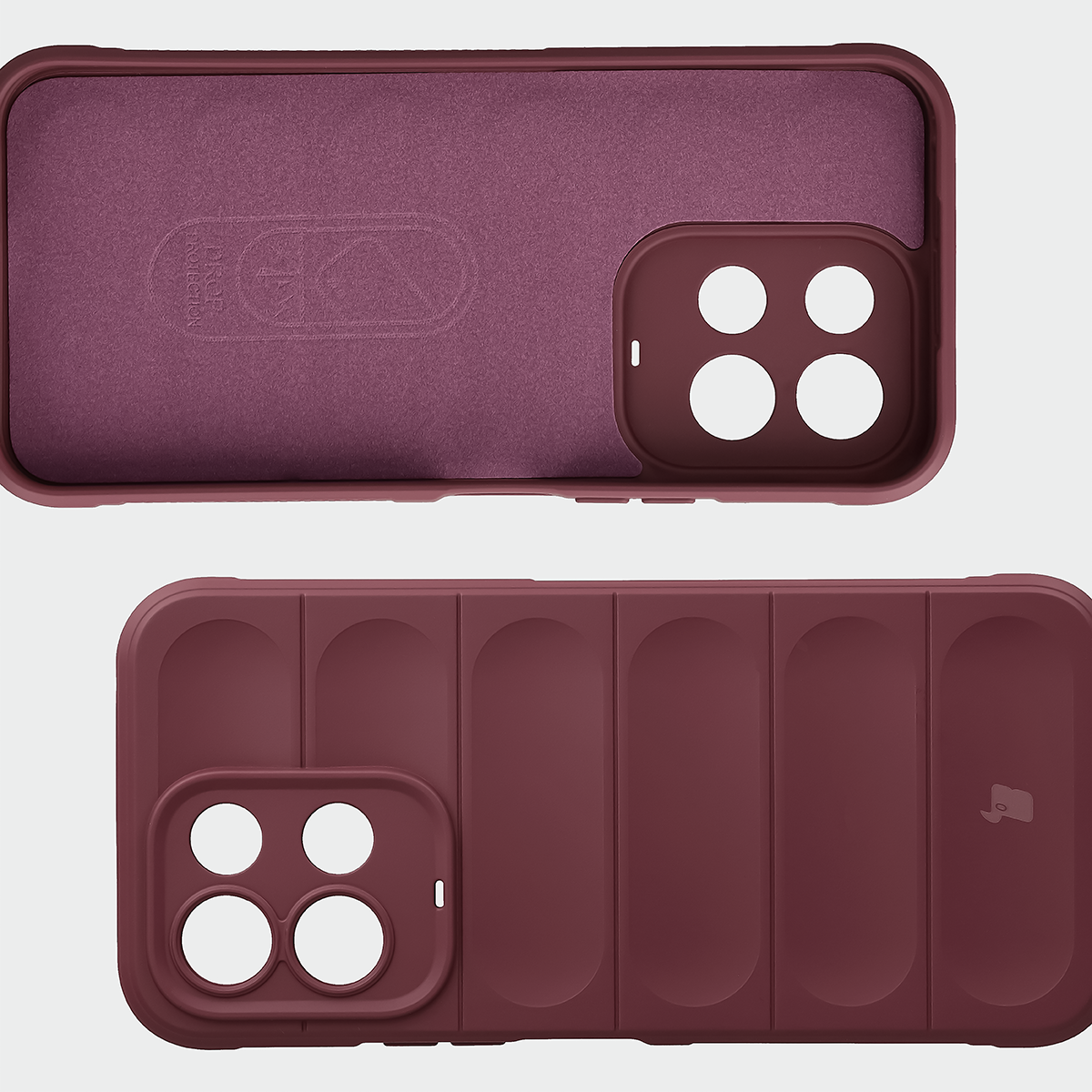 Wyściółka z mikrofibry, wyżłobienia na pleckach i wzmocnione narożniki w etui Bizon Case Tur do Xiaomi Redmi 17 5G / 4G