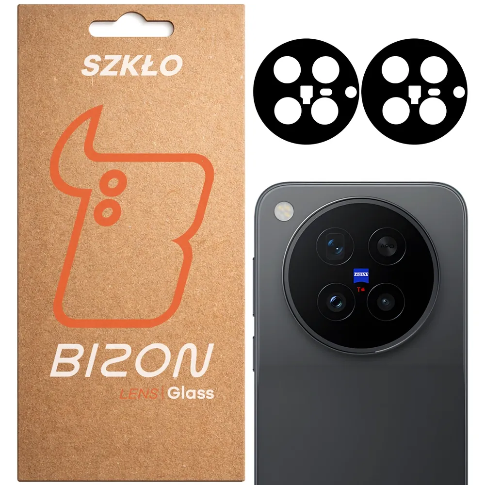 Pudełko i 2 sztuki szkła na aparat Bizon Glass Lens do Vivo X500 Pro