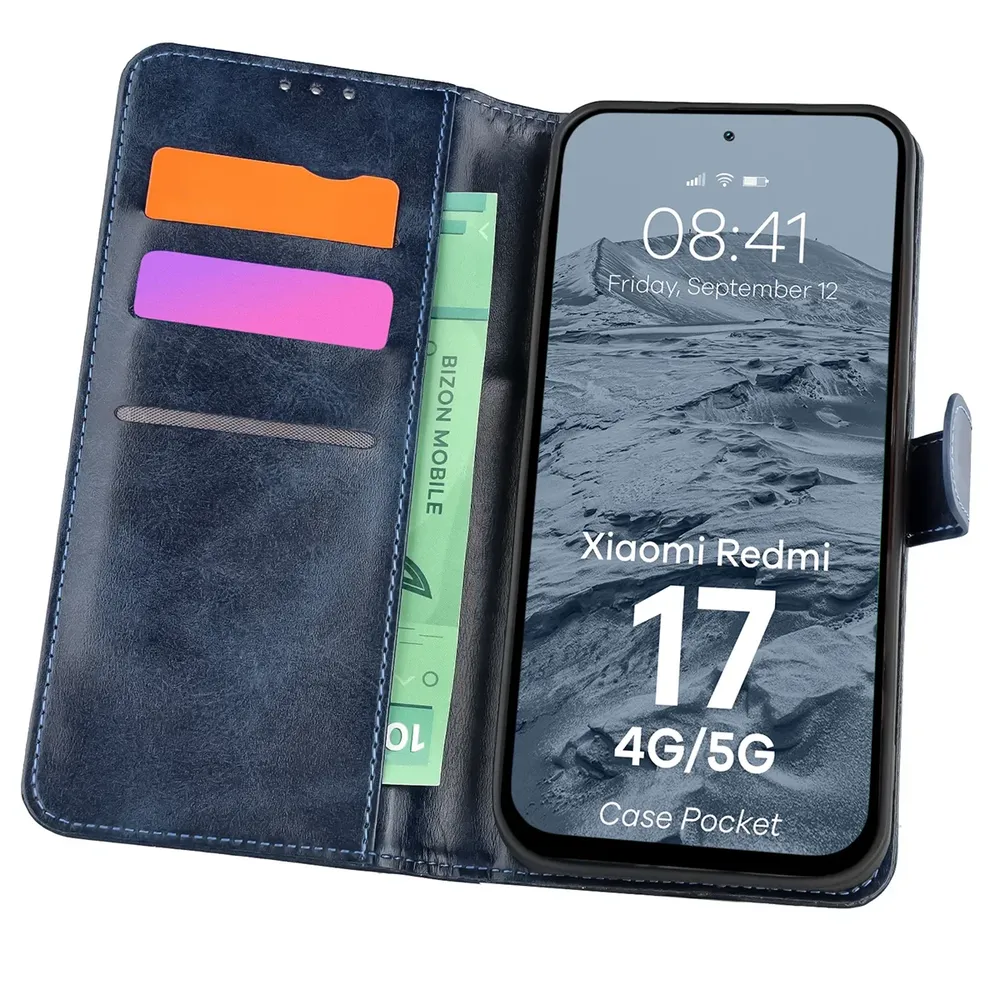 Etui z klapką z miejscem na karty Bizon Case Pocket do Xiaomi Redmi 17 5G / 4G