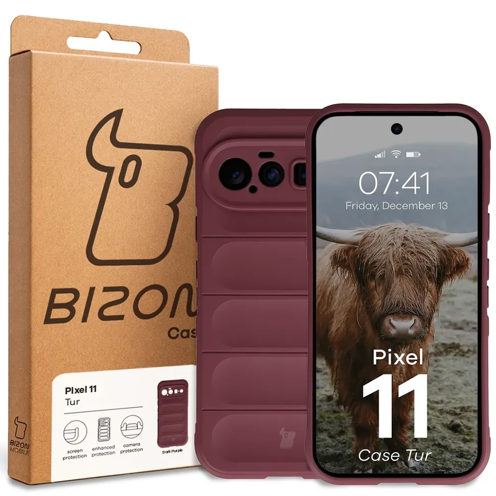 Przód pudełka Bizon Case z dedykowaną etykietą do Google Pixel 11