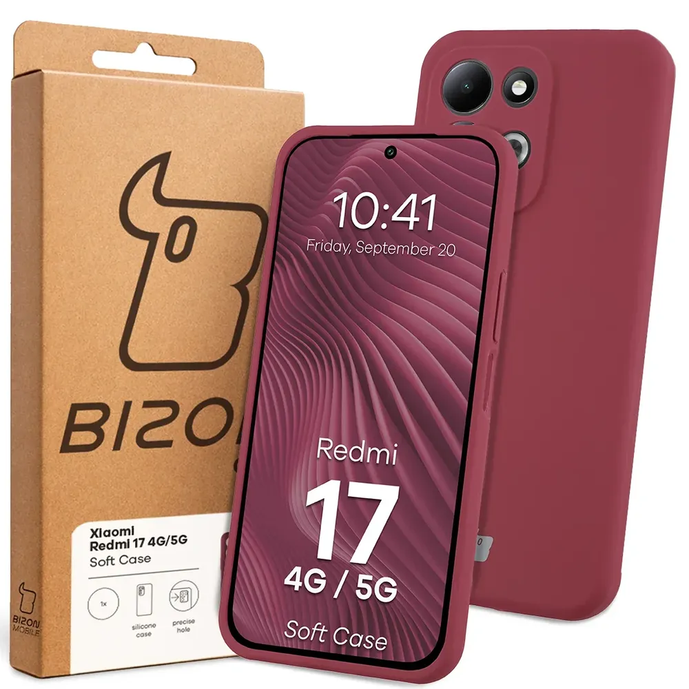 Przód pudełka Bizon Case z dedykowaną etykietą do Xiaomi Redmi 17 5G / 4G