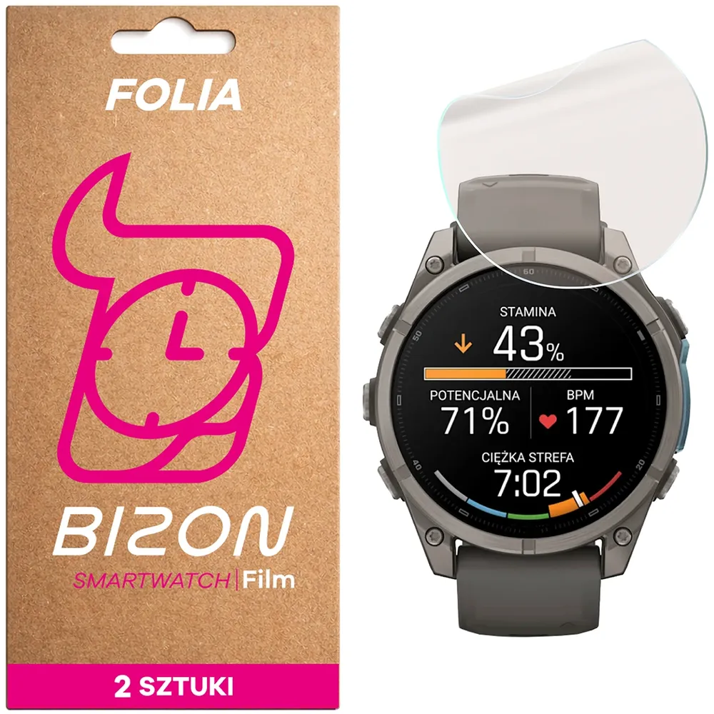 Folia matowa na ekran Bizon Watch Film Matte Duo do Garmin Fenix 9 (47 mm), 2 sztuki