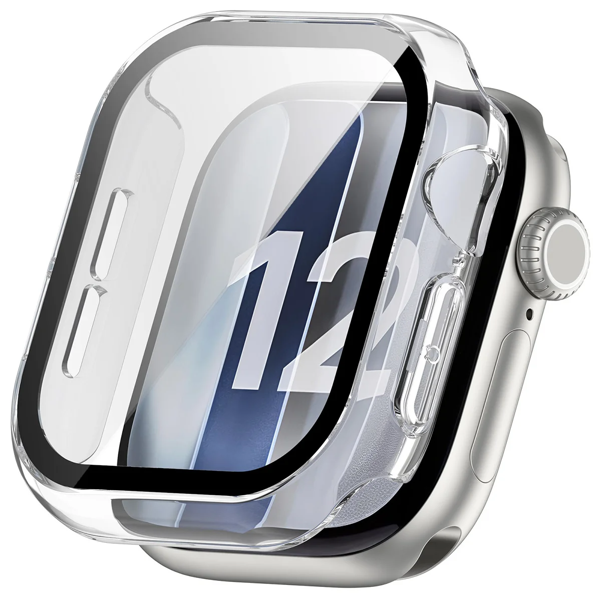 Wizualizacja nakładania etui Bizon Case Watch Adamo do Apple Watch Series 12 42mm