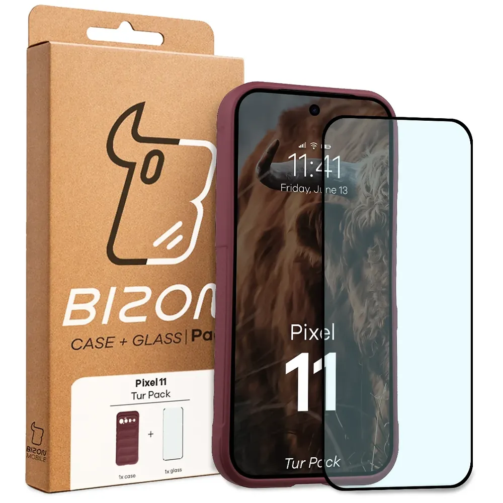 Przód pudełka Bizon Tur Pack z dedykowaną etykietą do Google Pixel 11