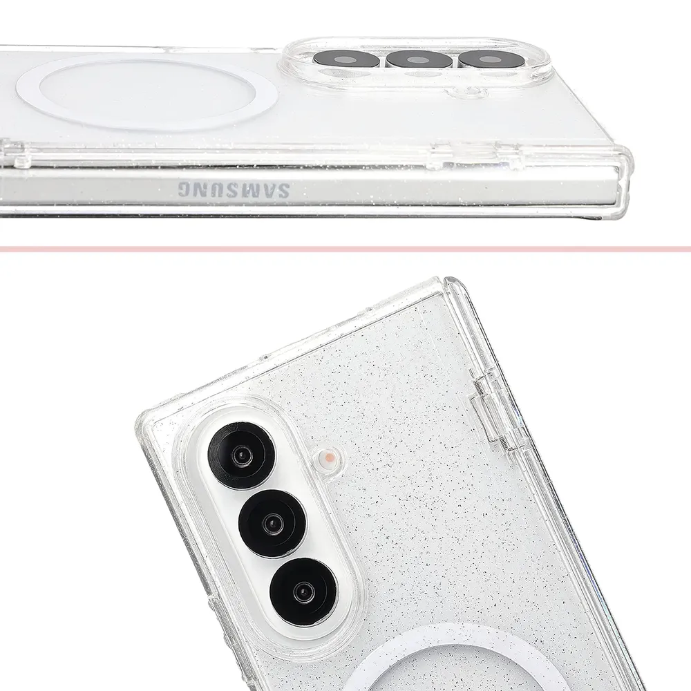 Podwyższone krawędzie aparatu i duże wycięcie w etui Bizon Case SparklO do Galaxy Z Fold8 Ultra
