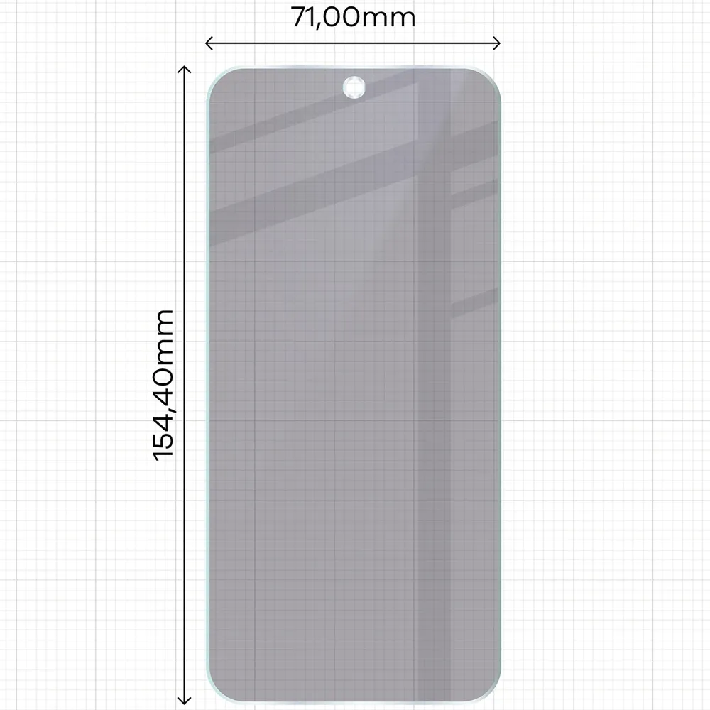 Wymiary szkła Bizon Hybrid Shadow do OPPO Reno16 F, OPPO Reno16 FS