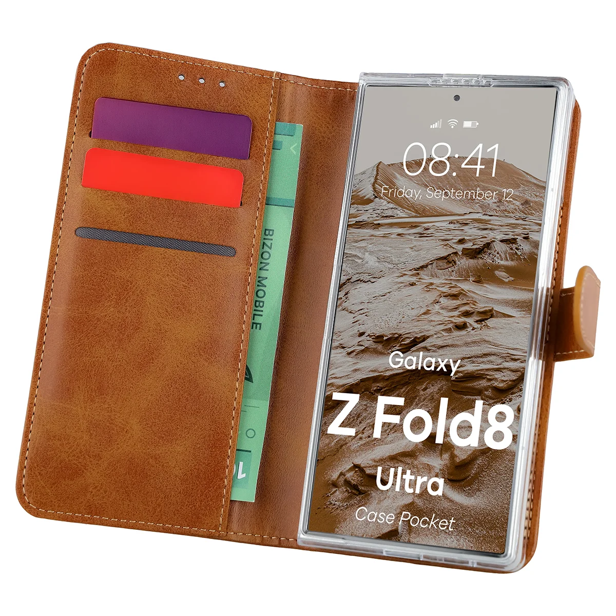 Etui z klapką z miejscem na karty Bizon Case Pocket do Galaxy Z Fold8 Ultra