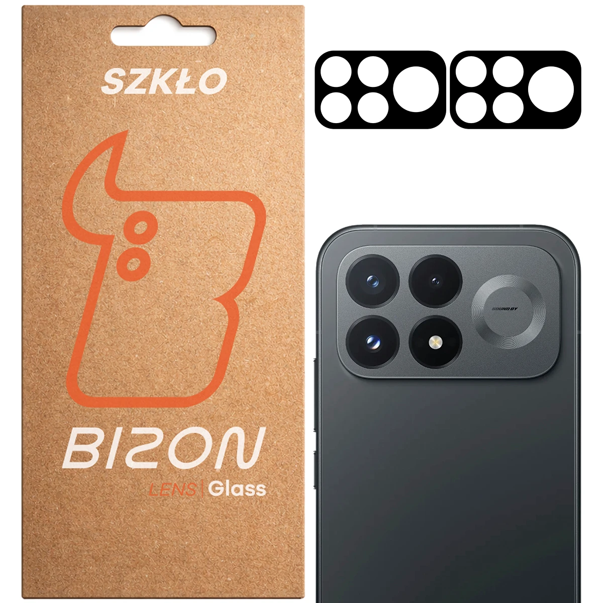 Pudełko i 2 sztuki szkła na aparat Bizon Glass Lens do Xiaomi POCO F9 Pro